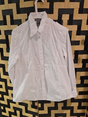 LOVIDA White Button-Front Long Sleeve Blouse
